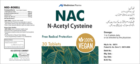 NAC   N-Acetyl Cysteine 600mg tablet